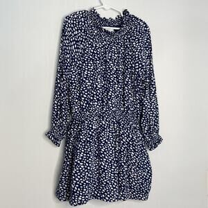 Boden Girls Navy Cinched Spot Woven Pocket Dress Size 7-8Y 128cm